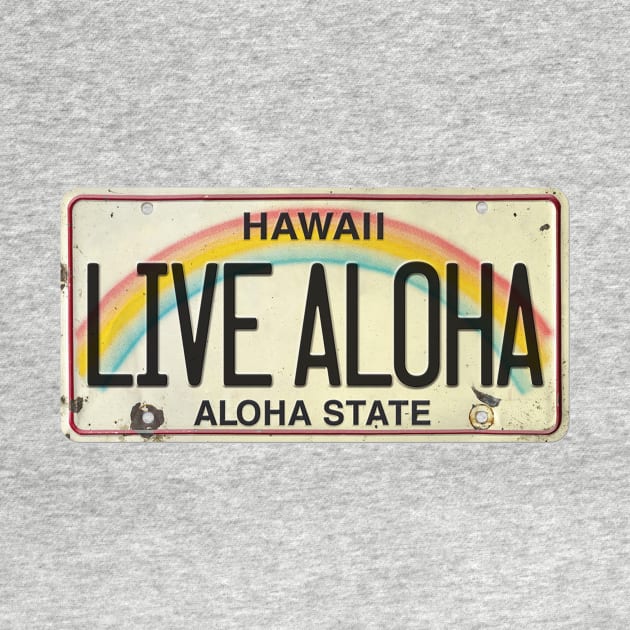 Live Aloha Vintage Hawaii License Plate by HaleiwaNorthShoreSign